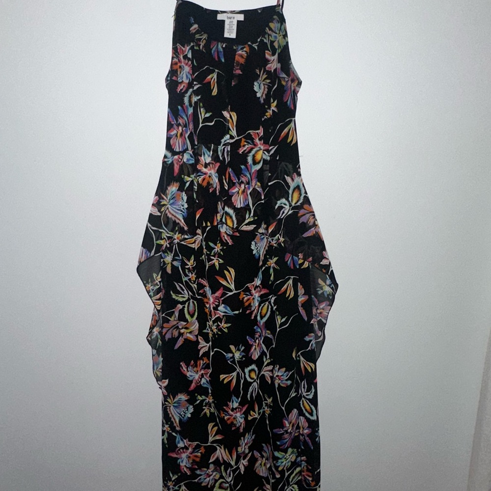 Bar III Pink and Purple Ruched Halter Maxi Dress